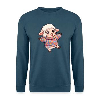Farbenfrohes Wollschaf Hoodie - Unisex Pullover - Indigoblau - Vorne
