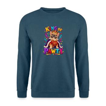 King Of Pawty Französische Bulldogge Königsparty - Unisex Pullover - Indigoblau - Vorne
