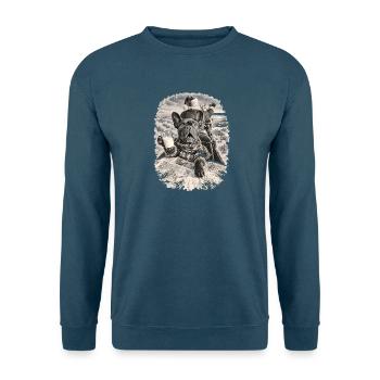 Französische Bulldogge Im Winterlichen - Unisex Pullover - Indigoblau - Vorne