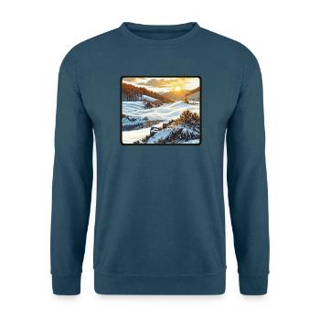 Wintersonnenaufgang in den Bergen - Unisex Pullover - Indigoblau - Vorne