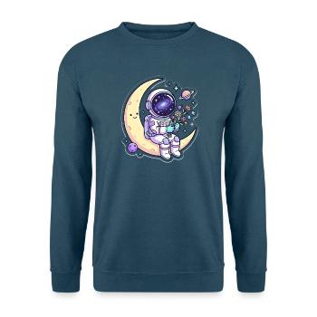 Mondfreund Astronaut mit Blumen - Unisex Pullover - Indigoblau - Vorne