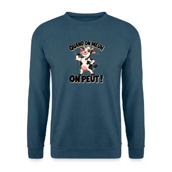Cartoon Cow: Wenn du muhst, kannst du es - Unisex Pullover - Indigoblau - Vorne