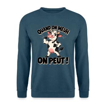 Cartoon Cow: Wenn du muhst, kannst du es - Unisex Pullover - Indigoblau - Vorne
