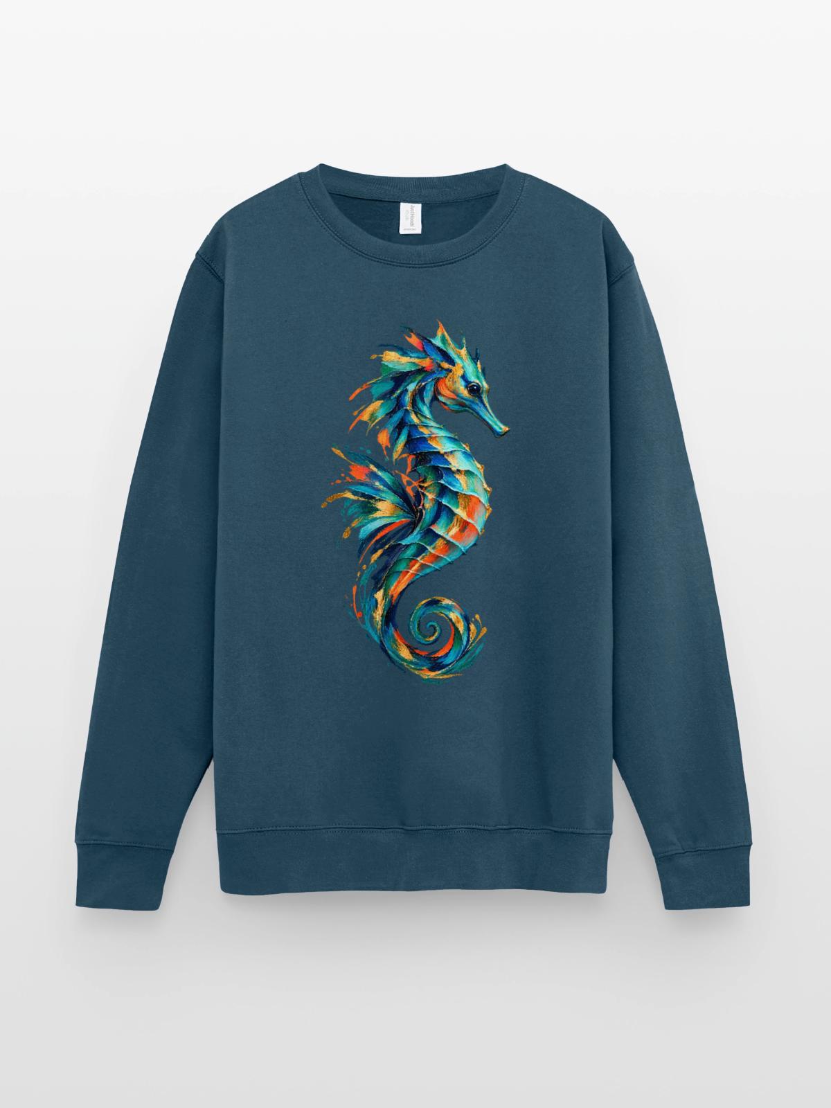 Türkis-Seepferdchen - Unisex Pullover - Indigoblau - Vorne