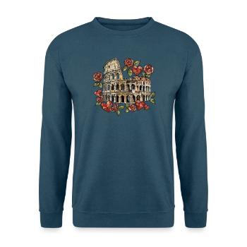 Kolosseum und geometrische Rosen - Unisex Pullover - Indigoblau - Vorne