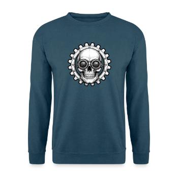 Totenkopf Zahnrad Fliegerbrille Biker T-Shirt - Unisex Pullover - Indigoblau - Vorne