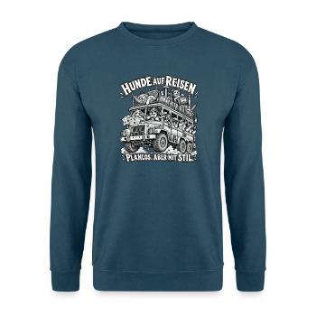 Hunde auf Reisen: Planlos aber mit Stil - Unisex Pullover - Indigoblau - Vorne