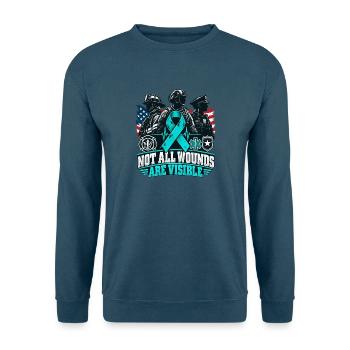 NOT ALL WOUNDS ARE VISIBLE – PTBS Awareness - Unisex Pullover - Indigoblau - Vorne