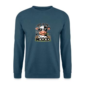 Not in the Mood – Lustige Kuh mit Sonnenbrille - Unisex Pullover - Indigoblau - Vorne