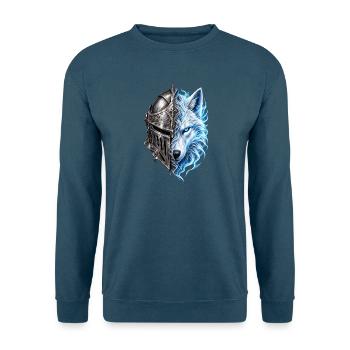Spektraler Wolf und Ritterhelm – Fantasie - Unisex Pullover - Indigoblau - Vorne