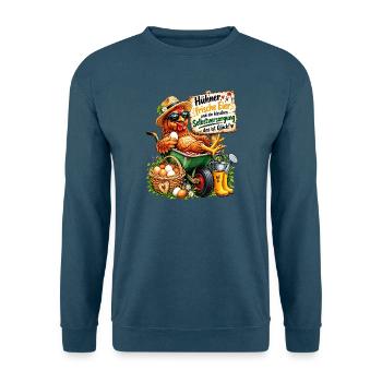 Glückliche Hühner tolle Eier Selbstversorgung - Unisex Pullover - Indigoblau - Vorne