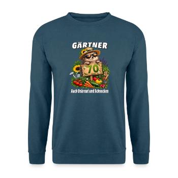 Gärtner 70 Jahre Auch Unkraut und Schnecken - Unisex Pullover - Indigoblau - Vorne
