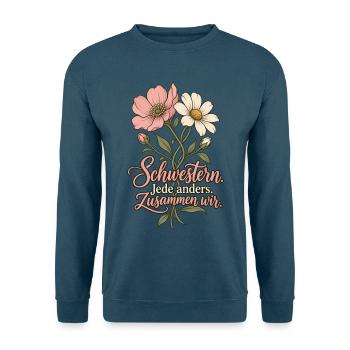 Schwestern Shirt - Jede anders Zusammen wir - Unisex Pullover - Indigoblau - Vorne