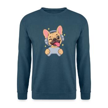 Gaming Französische Bulldogge Frenchie Headset - Unisex Pullover - Indigoblau - Vorne