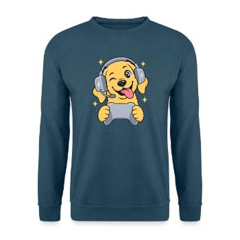 Gaming Labrador mit Headset und Controller - Unisex Pullover - Indigoblau - Vorne
