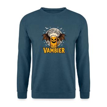 Vambier Halloween Bier Vampir Fledermaus Vollmond - Unisex Pullover - Indigoblau - Vorne