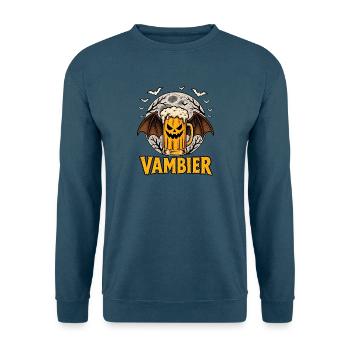 Vambier Halloween Bier Vampir Kürbis Fledermäuse - Unisex Pullover - Indigoblau - Vorne