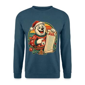 Christmas Eisbär Ava auf der Nice List - Unisex Pullover - Indigoblau - Vorne