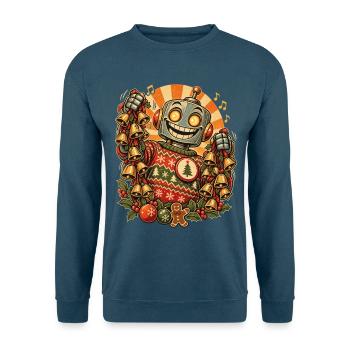 Christmas Roboter-Onkel mit vielen Glocken - Unisex Pullover - Indigoblau - Vorne