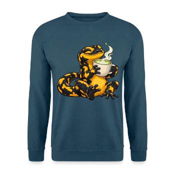 Salamander genießt einen Matcha Latte - Unisex Pullover - Indigoblau - Vorne