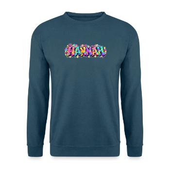 HANNAH Graffiti Name Street Art Neon Hip Hop - Unisex Pullover - Indigoblau - Vorne