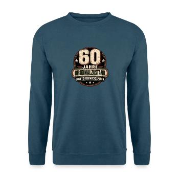 60 Jahre – Originalzustand Gebrauchsspuren - Unisex Pullover - Indigoblau - Vorne