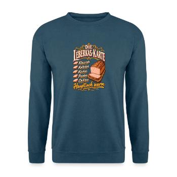 Die Leberkas-Karte Sorten Hauptsach warm - Unisex Pullover - Indigoblau - Vorne