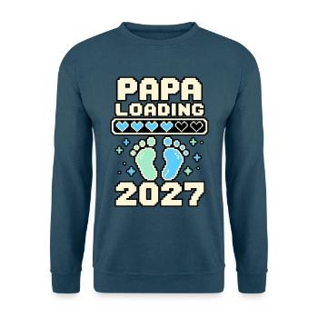 Papa Loading 2027 – Pixelherzen und Babyfüße - Unisex Pullover - Indigoblau - Vorne