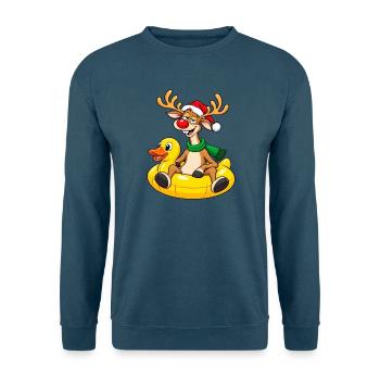 Lustiges Rentier mit Ente Schwimmring - Unisex Pullover - Indigoblau - Vorne
