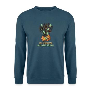 Pyro Geld Verbrenner Mit Stil - Unisex Pullover - Indigoblau - Vorne