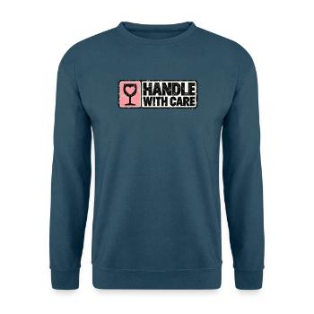 Handle With Care – Herz Retro Design - Unisex Pullover - Indigoblau - Vorne