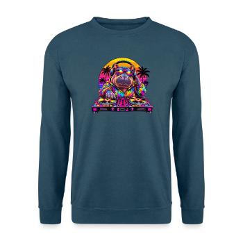 Neon Hippo DJ Sunset - Unisex Pullover - Indigoblau - Vorne