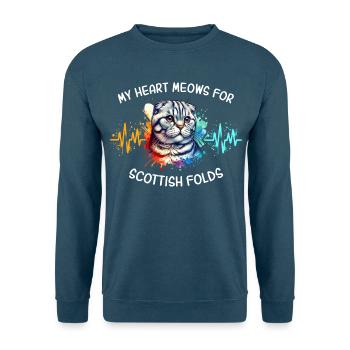 Faltohrkatze Herzlinie - Unisex Pullover - Indigoblau - Vorne