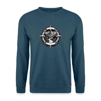 Kompass Kompassrose Berge Wandern Tattoo T-Shirt - Unisex Pullover - Indigoblau - Vorne