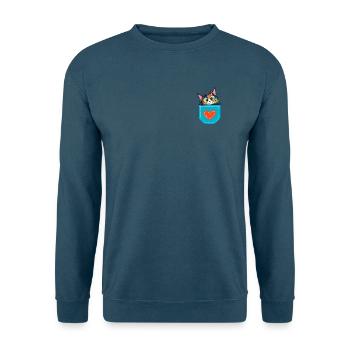 Ein Kätzchen in einer Tasche mit Herz - Unisex Pullover - Indigoblau - Vorne