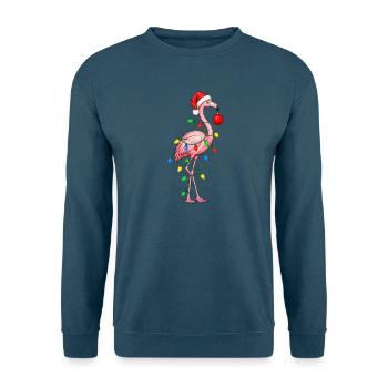 Weihnachtsflamingo mit Lichterkette - Unisex Pullover - Indigoblau - Vorne