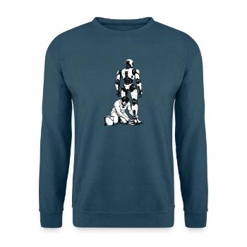 Mensch trifft Roboter: Handwerk am Modell - Unisex Pullover - Indigoblau - Vorne