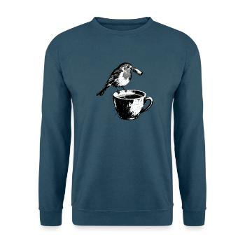 Kaffeevogel mit Fernrohr - Unisex Pullover - Indigoblau - Vorne