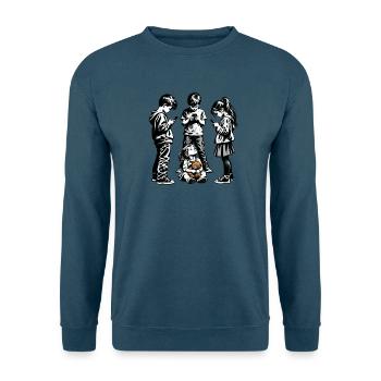 Kinder mit Handys im Schwarzweiß - Unisex Pullover - Indigoblau - Vorne