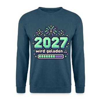 2027 wird geladen – Silvester im Pixelstil - Unisex Pullover - Indigoblau - Vorne