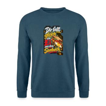 Ei fällt gleich aus dem Sandwich - Unisex Pullover - Indigoblau - Vorne