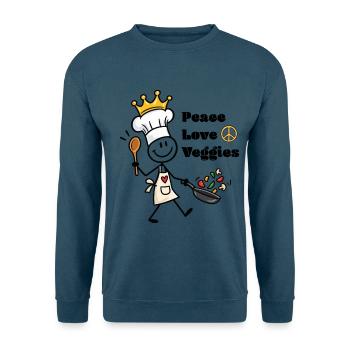 Peace Love Veggies – Lustiger vegetarischer Koch - Unisex Pullover - Indigoblau - Vorne