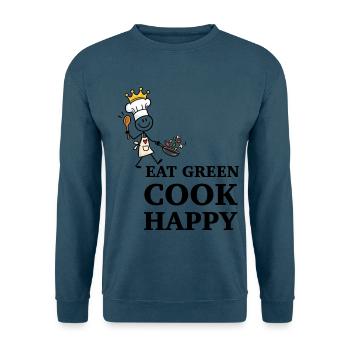 Eat Green Cook Happy – Lustiger Veggie Koch - Unisex Pullover - Indigoblau - Vorne