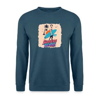 Surfers Beach  Retro 80s Surf & Neon Vintage Desin - Unisex Pullover - Indigoblau - Vorne