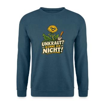 Unkraut? Kenne ich nicht – Gartencartoon - Unisex Pullover - Indigoblau - Vorne