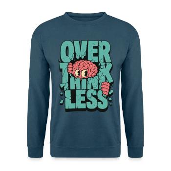 Gehirn – Over Think Less - Unisex Pullover - Indigoblau - Vorne