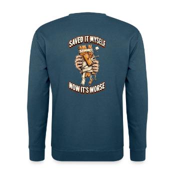 Ich habe es selbst gerettet, jetzt ist es schlimmer - Unisex Pullover - Indigoblau - Hinten