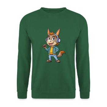 Esel Lustige Cartoon Figur Kopfhörer Musik - Unisex Pullover - Grün - Vorne