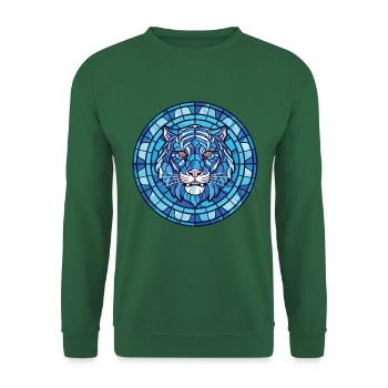 Blauer aquatischer Tiger Buntes Aquarell Tier Haustier - Unisex Pullover - Grün - Vorne