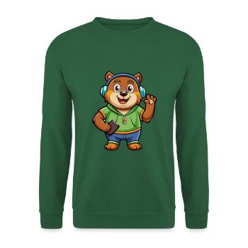Bär Lustige Zeichentrickfigur Kopfhörer Musik - Unisex Pullover - Grün - Vorne
